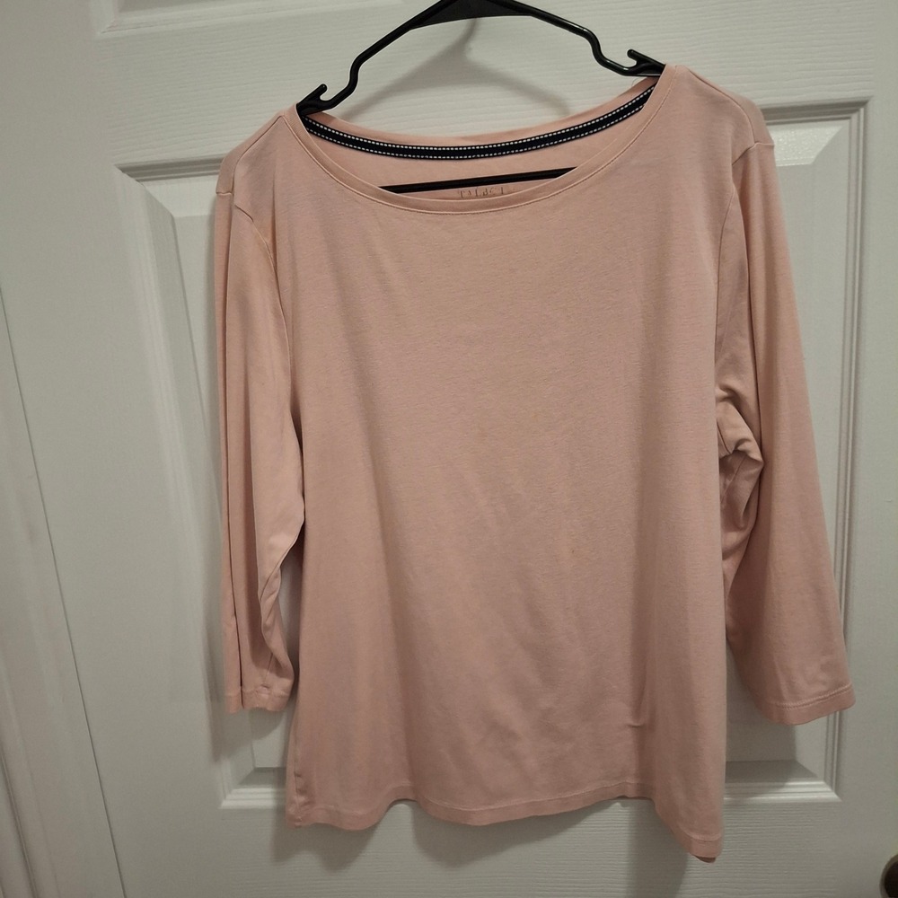 Talbots Women's XL Powder Pink Pima Cotton‎ 3/4 Sleeve Top Comfort Casual